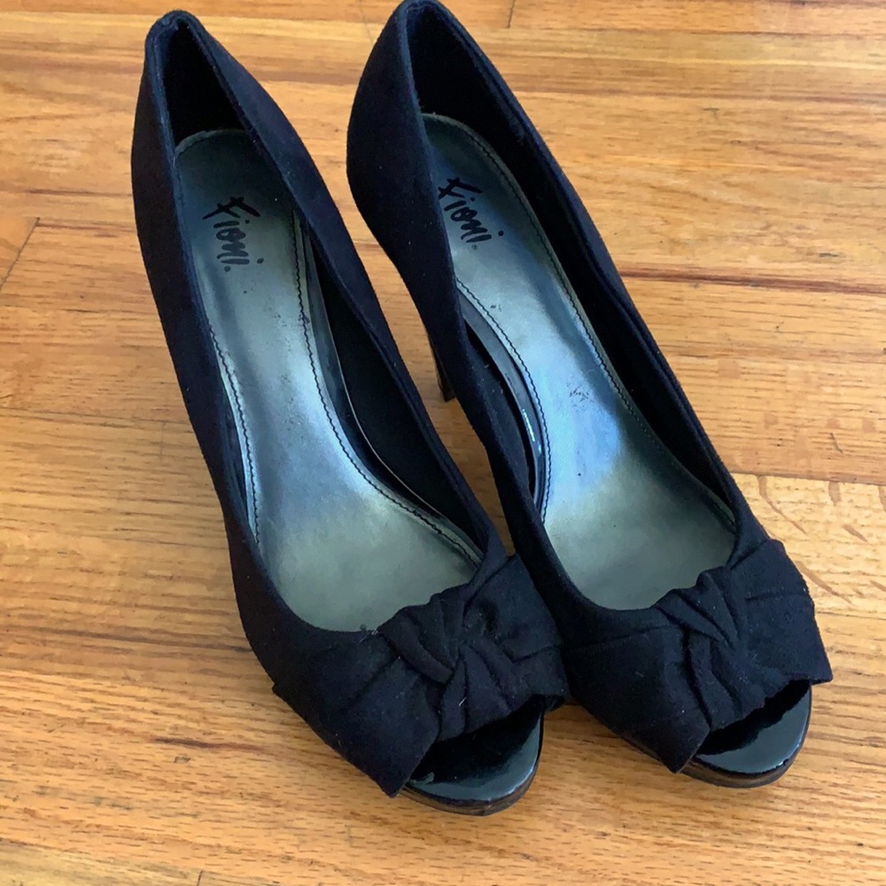 Black, Platform Peep-toe Heels